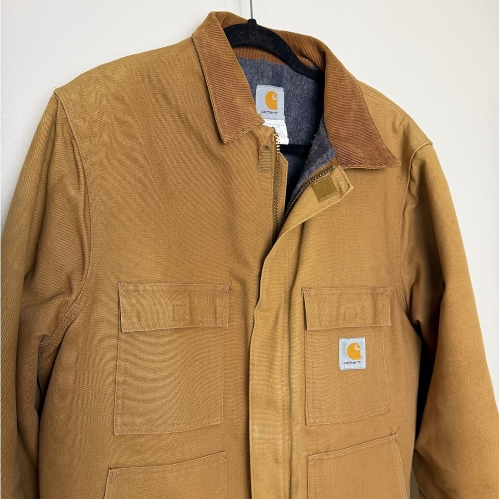 Vintage Y2K CARHARTT CO4 BRN Jacket Mens 44 Brown Canvas Barn Chore pockets coat - Picture 4 of 9